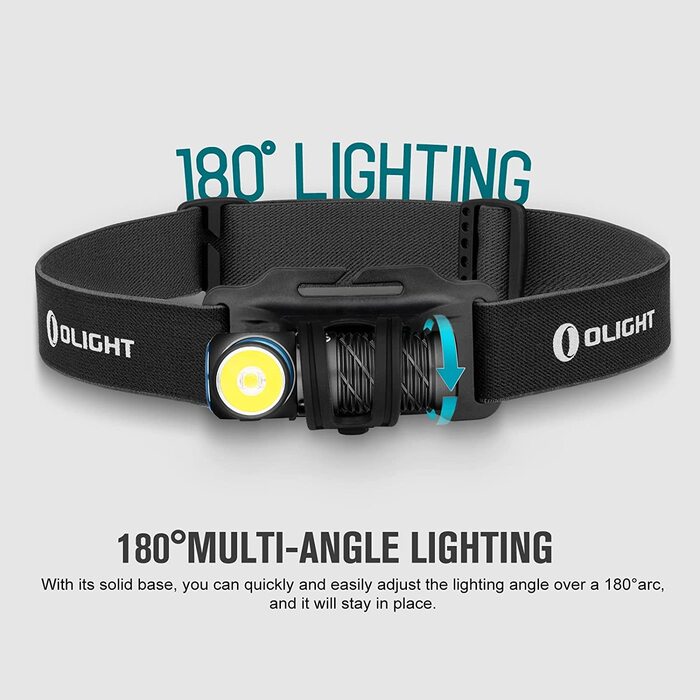 Ліхтарик-налобний OLIGHT Perun 2 Mini LED, 1100 люмен, 150 м, USB-зарядка, 5 режимів, водонепроникний, з червоним світлом, для кемпінгу та надзвичайних ситуацій, чорний