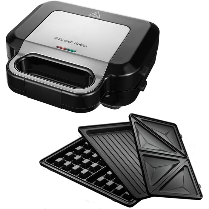Мультифункціональний пристрій Russell Hobbs 3-в-1: сендвічниця, вафельниця, гриль Creations, антипригарне покриття, глибокі пластини, підходить для миття в посудомийці, BPA безпечний, модель 26810-56