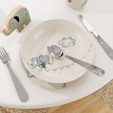 Дитячий набір столових приборів Villeroy & Boch Boho Kids 'Walk like an elephant' (4 шт.) - нержавіюча сталь, для дітей, миється в посудомийній машині