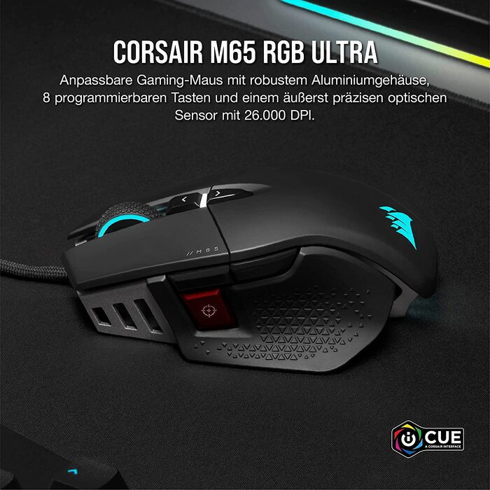 Ігрова миша Corsair M65 RGB Ultra Wired Tunable FPS, чорна