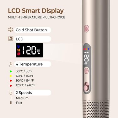 UKLISS Airstyler Pro 7 в 1: Фен-щітка з дифузором, 1400 Вт, 110 000 об/хв, професійний стайлер для сушіння, завивки та випрямлення волосся (Золотий)