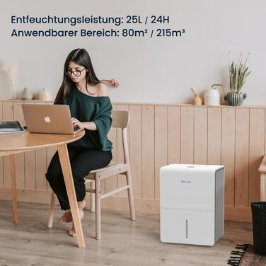 Осушувач повітря Newentor 25 л/24 год для кімнат до 80 м², з трирівневою шумоізоляцією, енергоощадним чипом, таймером, 1 м дренажним шлангом, знімним фільтром, гарантія 10 років