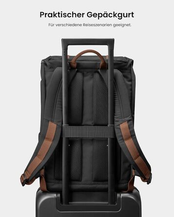 Рюкзак tomtoc для ноутбука 13-15,6'' 22 л, чорний/коричневий, міський стиль, для жінок і чоловіків, університет, школа, повсякденний, вінтажний дизайн