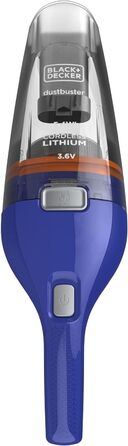 Пилосос ручний BLACK+DECKER Dustbuster NVC115WA, акумуляторний, 3.6V, без мішка, кобальтово-синій, широка насадка, знімний контейнер, насадка для щілин і меблів, зарядна станція