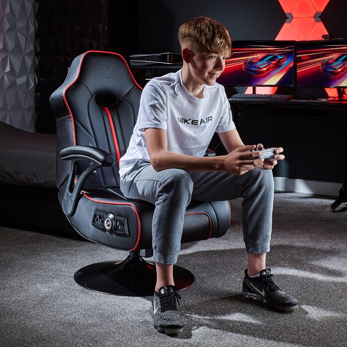 Ігрове крісло X Rocker Torque 2.1 з Bluetooth, вібрацією та аудіосистемою, червоне, педестальне крісло для геймерів та розваг