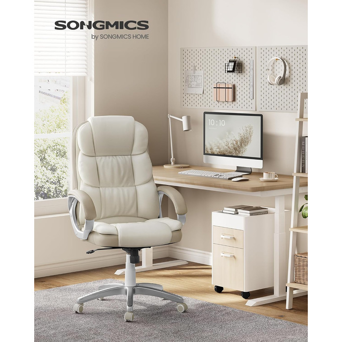 Крісло для геймерів та офісу SONGMICS OBG024W01, кремово-біле, 53x51x(112-122) см