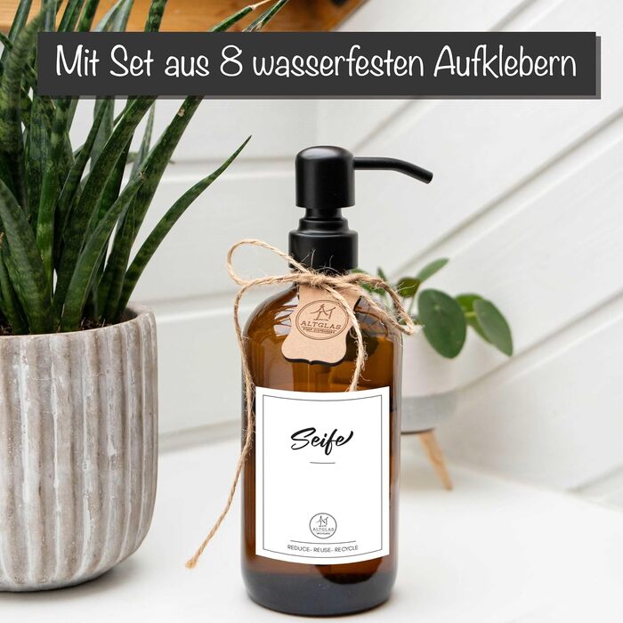 Набір дозаторів для мила ALTGLAS 'Sarajevo' з білого скла та помпи з нержавіючої сталі, 2x 500мл, з силіконовим підкладом та набором етикеток, сріблястий/білий