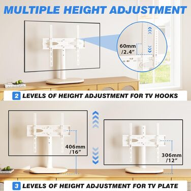 Підставка для телевізора TVON універсальна 26-60 дюймів поворотна з регулюванням висоти, навантаження до 40 кг, VESA 400x400 мм