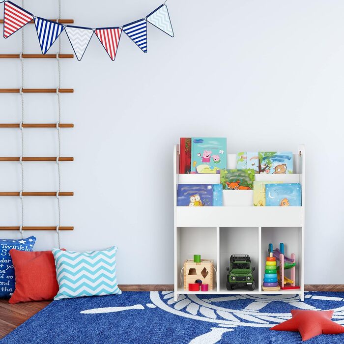 Дитяча полиця Relaxdays для іграшок і книг, біла, з малюнком русалки, для дівчаток і хлопчиків, 75x62x29 см