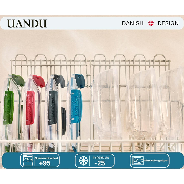 Набір контейнерів для зберігання продуктів Uandu Lock & Fresh 16 шт, герметичні пластикові контейнери з кришкою, для їжі, для мікрохвильовки та морозильної камери, жовті