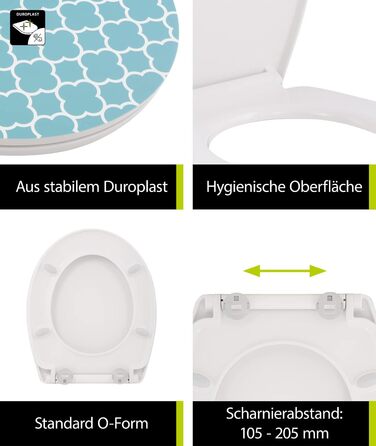 Унітазне сидіння aquaSu Retro Chic, дюропласт, з мікроліфтом, до 300 кг, O-форма, Top-Fix, знімне, пластикові петлі, біле