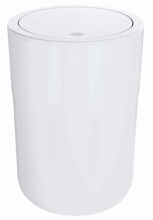 Кошик для сміття Spirella Cocco 5 л з кришкою, білий, пластиковий, педальний, з додатковим кільцем для мішків, 19x26 см
