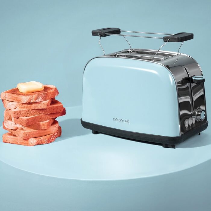 Тостер вертикальний Cecotec Toastin' Time 850 Blue 850 Вт, нержавіюча сталь, подвійний слот, автоматичне вимкнення