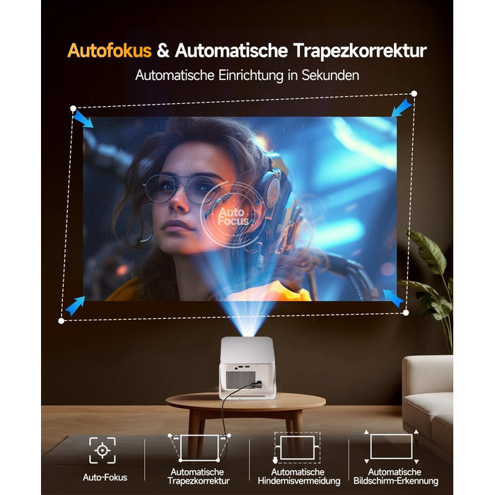 Смарт-проектор Magcubic HY350MAX 4K/8K, WiFi 6, Bluetooth 5.4, Автофокус, 6D автокоррекция трапеції, динамік 12W, поворот на 180°, портативний домашній кінотеатр, чорний