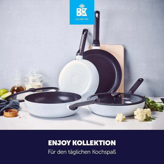 Набір сковорідок BK Enjoy Keramik, 2 шт, Ø24/28 см, антипригарне покриття, індукція, до 160°C, синій