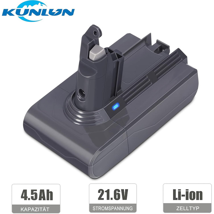 Акумулятор KUNLUN V6 для пилососів Dyson V6, DC62, SV03, SV04, SV09, SV05, DC58, DC59, DC61, DC72, DC74, SV06, SV07, 21.6V, змінний акумулятор для серії V6