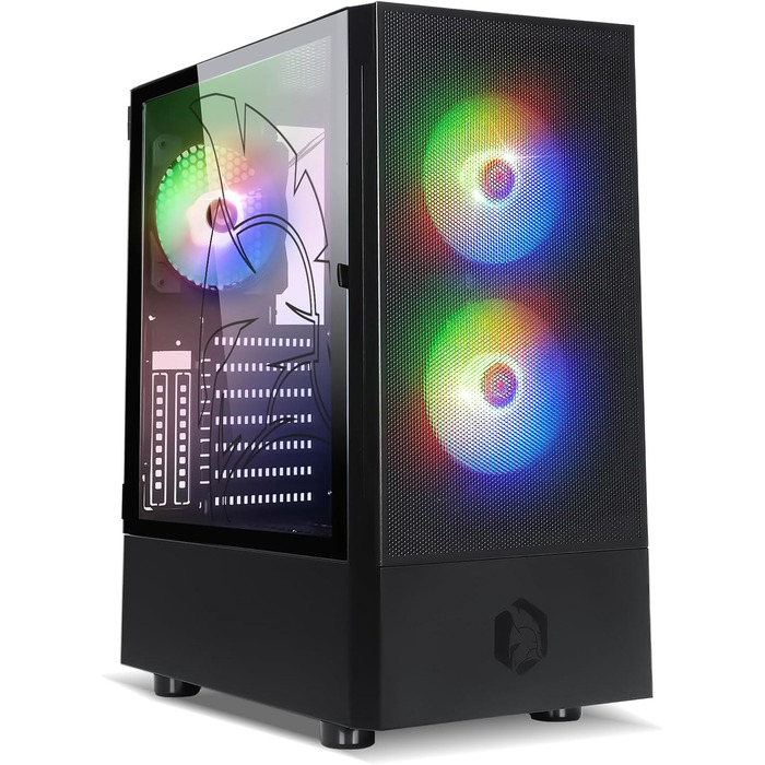 Корпус для ігрового ПК EMPIRE GAMING Sapphire ARGB, середній Tower ATX/Micro-ATX/ITX, бокова панель із загартованого скла, 3 вентилятори 120 мм ARGB, MB Sync, чорний