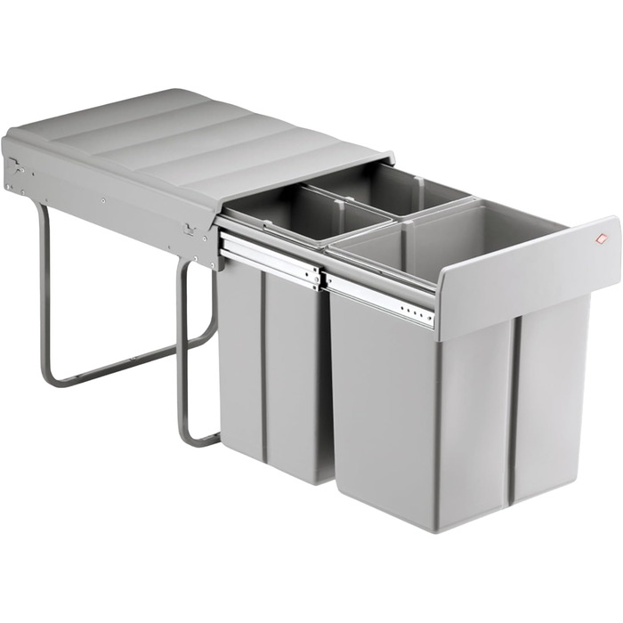 Сортувальник сміття Naber Bio Trio Maxi 40 DT, алюмінієвий сірий
