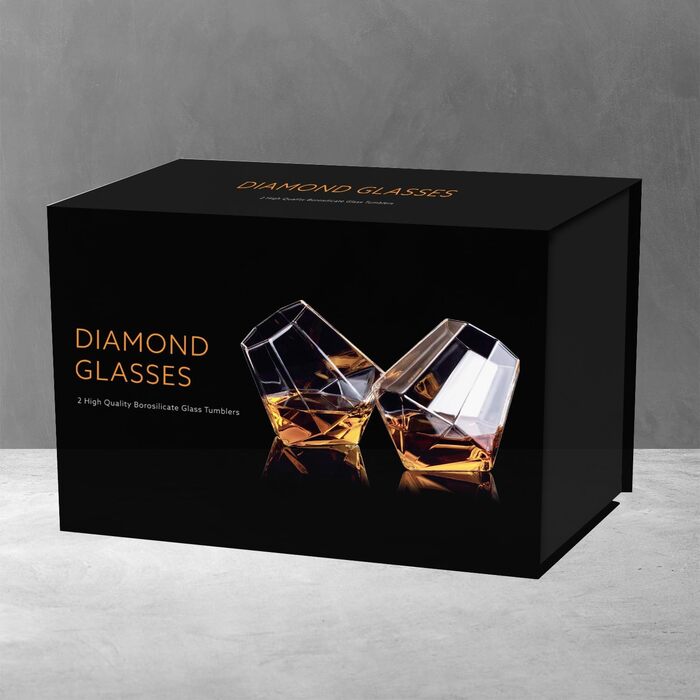 Набір склянок для віскі Diamant Gläser (2 шт), жовті, поворотні, у подарунковій коробці