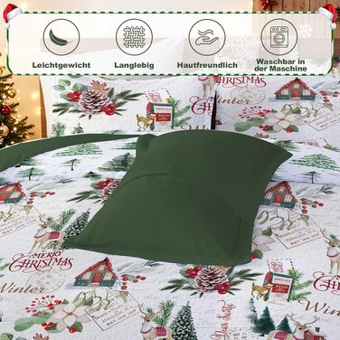 Комплект зимової постільної білизни WONGS BEDDING з новорічним принтом (Ялинка), мікрофібра, 2 предмети: підковдра 135x200 см та наволочка 80x80 см