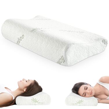 Ортопедична подушка для шиї з ефектом пам'яті (Memory Foam) – Ергономічна подушка для сну на боці та спині, дихаюча, зі знімним чохлом що миється