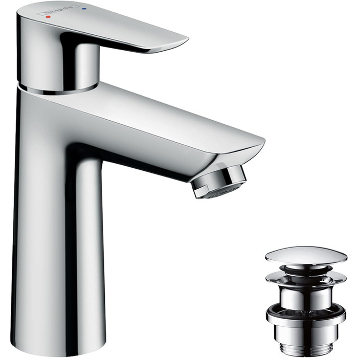 Змішувач для ванної кімнати Hansgrohe Talis E з Push-Open, вилив висотою 110 мм, EcoSmart, хром