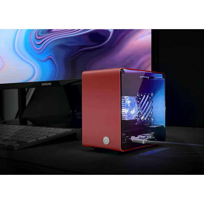 Алюмінієвий корпус ElectroCookie Mini Tower для Raspberry Pi 5 з вентилятором і підсвіткою RGB (червоний)