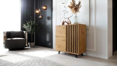 Комод Newroom Barea.Two з дикого дуба та антрациту, 80x85x40 см, сучасний вінтаж, для вітальні, спальні, коридору, їдальні