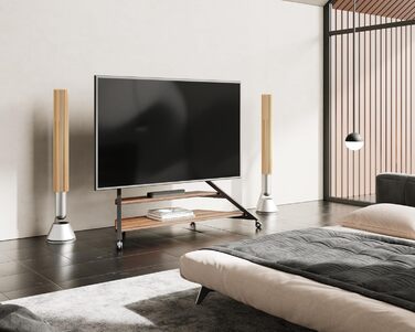Мобільна TV стійка FITUEYES Design для телевізорів 75-100 дюймів, до 85 кг, регульована висота (14 положень), з полицею та кабель-менеджментом