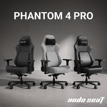 Крісло геймерське ігрове Anda Seat Phantom 4 Pro L до 100 кг Black (AD18YSDC-72-B-PV-B02)