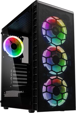 Корпус для ПК KOLINK Observatory Lite Mesh ATX з RGB підсвіткою, геймерський Midi Tower з загартованим склом і вентиляторами