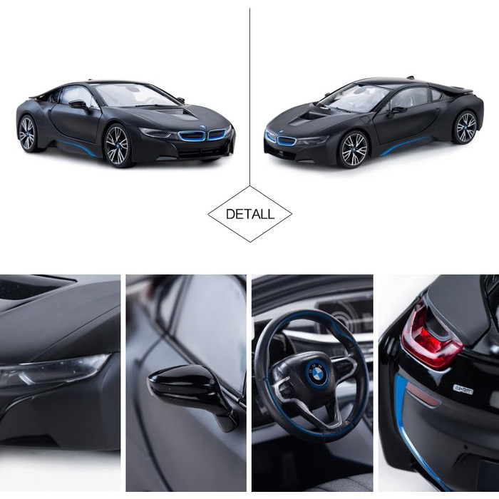 Радіокерований автомобіль Rastar BMW i8 1:14 сріблястий - Модель авто з дистанційним відкриттям дверей