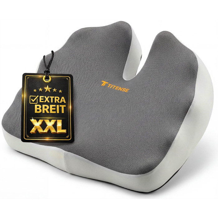 Подушка для сидіння XXL 52 см з піни Memory Foam високої щільності – для офісу, авто, геймінгу та дому. Ефективна підтримка спини та куприка.