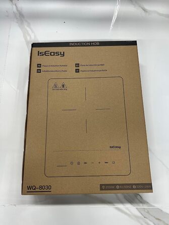 Індукційна плита IsEasy на 1 конфорку, 2100 Вт, 28 см, чорна, портативна, з таймером на 8 годин, 9 режимів нагріву, захистом від дітей