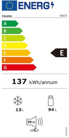 Міні-холодильник Cecotec Bolero CoolMarket TT 107: 107 л, клас E, регулювання температури, ящик для овочів, морозильна камера, тиха робота, чорний/білий