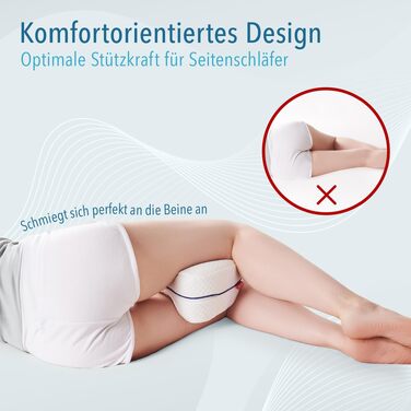 Подушка для сну між ніг Blumtal з піни Memory Foam для лежання на боку - сертифікат Oeko-TEX, ортопедична подушка при ішіасі, біла