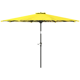 Outsunny Parasol Ø300 см, Парасолька з ручною рукояткою, візерунок, восьмикутний балкон Парасолька Пляжна парасолька Вітрозахисна стайня Ринкова парасолька Парасолька Сонцезахисний козирок для пляжу Балкон Патіо Сад, жовтий