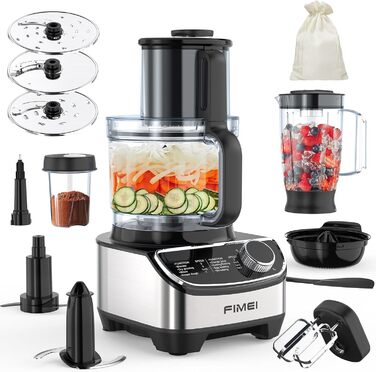 Кухонний комбайн FIMEI 1300Вт, 3 швидкості, 3,5 л, міксер 1,5 л, млин, цитрус-прес, тістоміс, вінчик, терка, універсальний подрібнювач