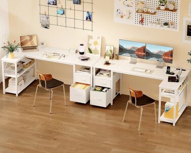 Кутовий письмовий стіл Coleshome з 2 шухлядами та полицею, 140x80 см, з розеткою, білий. Ігровий стіл для дому та офісу, 160x80 см