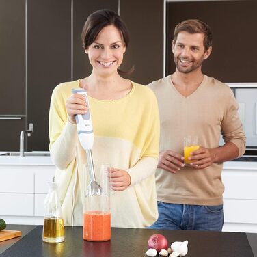 Блендер Braun MultiQuick 5 Vario MQ 5207WH, 1000 Вт, з насадками, нержавіюча сталь, білий/сірий