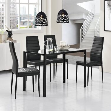 Обідній стіл en.casa 105x60x75 см, скляна стільниця, чорний