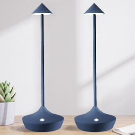 LED-лампа Hapfish на акумуляторі, настільна, бездротова, 2 шт., сучасний алюміній, регулювання яскравості, водонепроникна, для дому та вулиці, нічна лампа, тераса, ресторан (коричневий) (2шт синій)