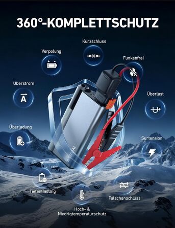 Бустерний пускач AstroAI Powerbank 8000A для автомобіля та мотоцикла, помаранчевий