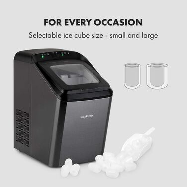 Машина для приготування льоду Klarstein Eiswürfelmaschine, 2.9 л, чорна, самоочищення