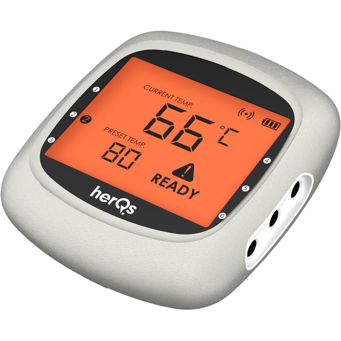 HerQs EasyBBQ Pro – цифровий бездротовий термометр для м'яса з Bluetooth, термощупом і мобільним додатком, для духовки, гриля, сковороди, аерофритюрниці