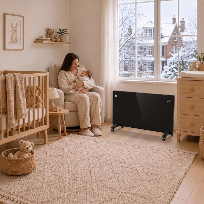 Розумний керамічний обігрівач стін CIARRA Smart WLAN 1000W (CBHX20-B), електричний настінний конвектор з керуванням через Wi-Fi