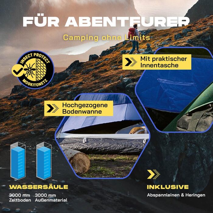 Намет Lumaland Outdoor Pop Up для 2-3 осіб, купольний, швидкорозкладний, для кемпінгу, подорожей, трекінгу та фестивалів, 215x195x120 см, з сумкою