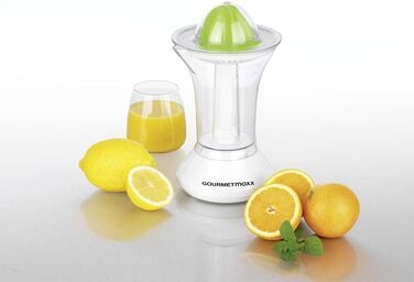 Електрична соковижималка GOURMETmaxx для цитрусових та апельсинового соку 700 мл - прес для свіжого смаку (прозорий/білий/лаймовий)