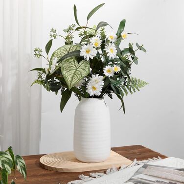 Декоративна ваза для квітів Keramik Rund, біла, 24.5x13 см, стиль Shabby Chic