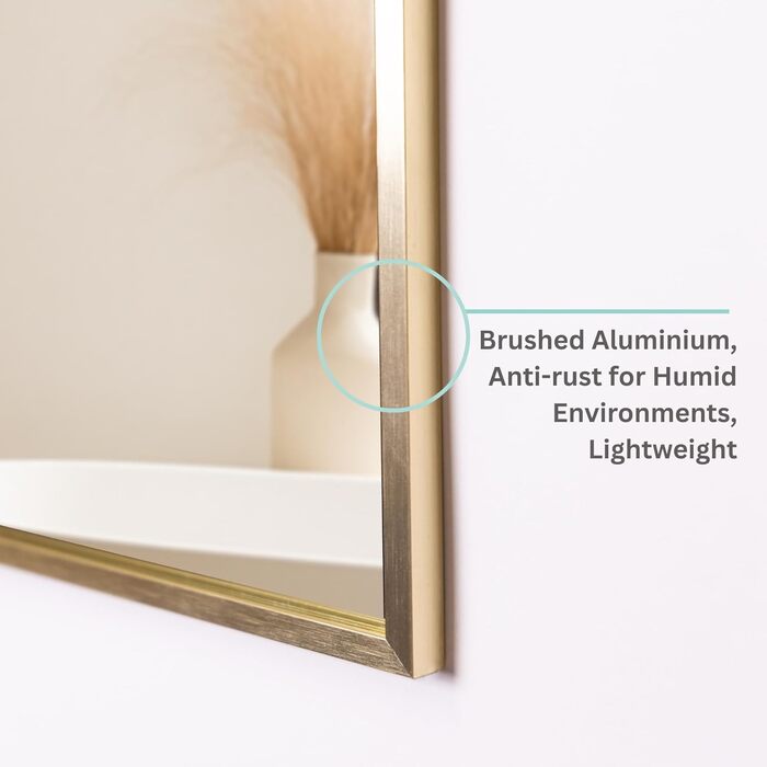 Дзеркало для ванної кімнати Arch Design Mood® Premium з золотою рамою, настінне, арочної форми, сучасне та стильне (50x40 см)